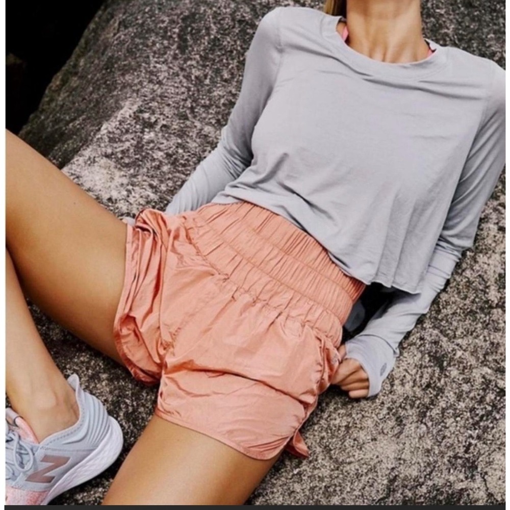 Free People Movement The Way Home High Rise Shorts Peach/Pink Small Stretch - Picture 13 of 14